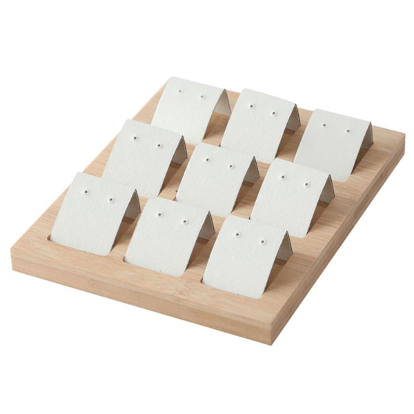 1/2/3 trä örhängeskorthållare med bricka för smycketillbehör 9 Pair White 1Set