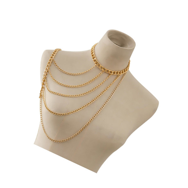 1/2/3/5 Body Chain Multi lager En Shoulder Smycken Tofsar Golden 2Set