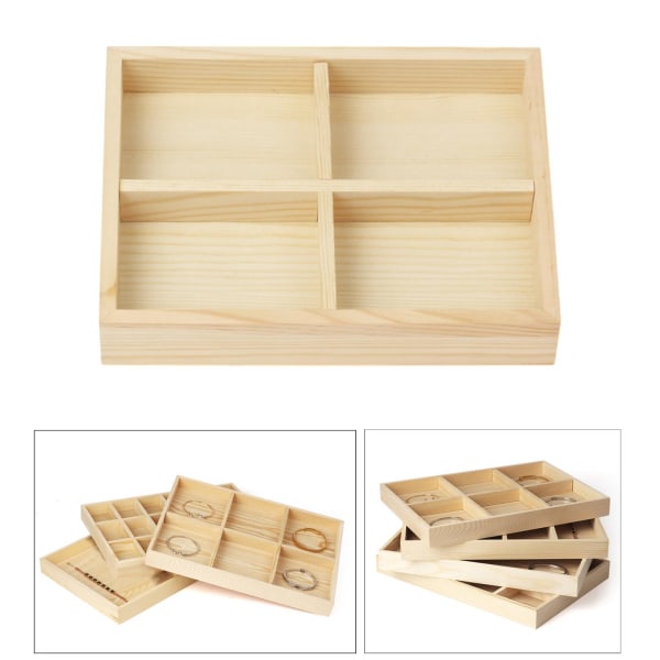 1/3/5 Smycken Display Fack Case Pärlor Hållare Ädelstensarmband 4 grids 7.87x5.91x1.38 Inch 1Set