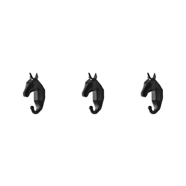 1/2/3/5 Robust och hållbar nyckelkrok för djurhuvud för enkel black (horse) 3Set