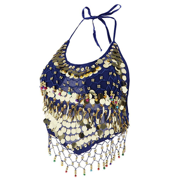 1/2/3 Magdanskostymer BH Halter Top Sequin Performance Royal Blue 1Set