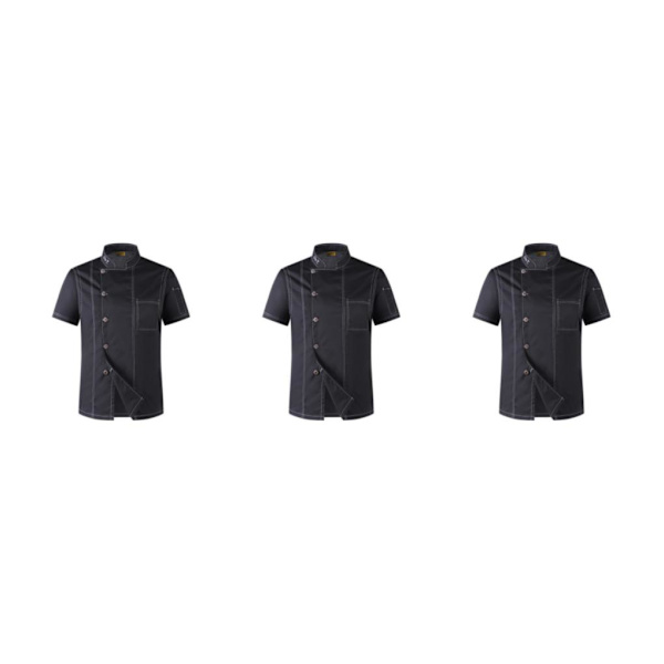 1/2/3 Svart Lätt att rengöra Chef Coat Button Chef Uniformer För black xxl 3Set