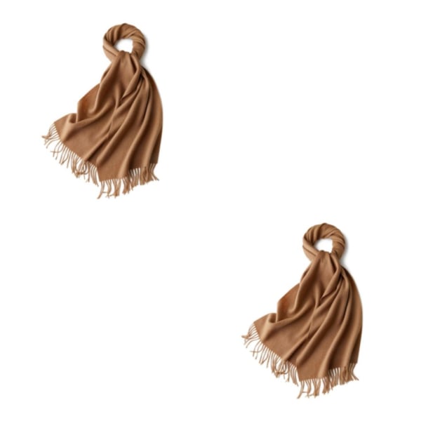 1/2/3 unisex halsduk med fransar Varm och mysig tubscarf för brown 2Set