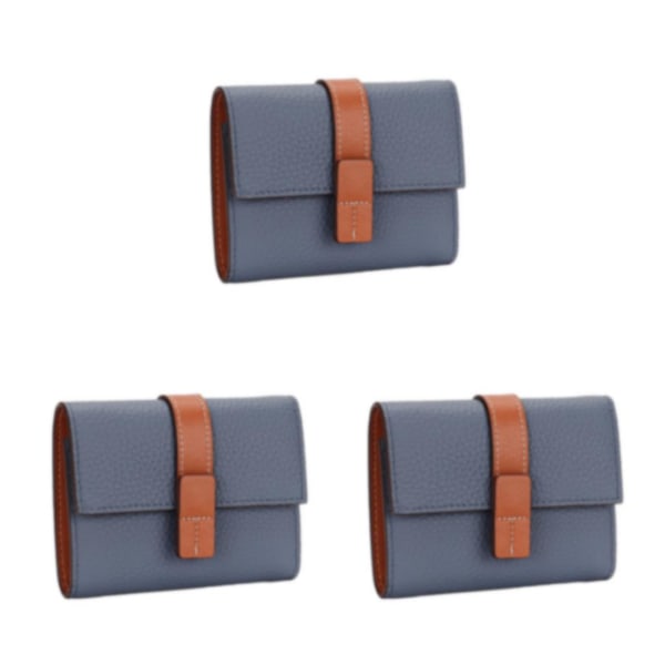 1/2/3/5 Damväska Rektangulär Trifold Cash Compartment Plånbok Blue 3PCS
