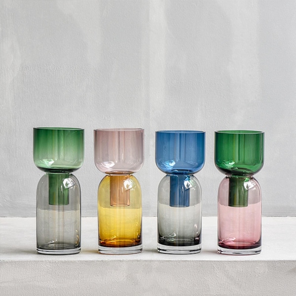 1/2/3 Minimalistiska färgglada glasvaser Hem Hand Vas Pot Room Green gray 8x8x19CM 1Set