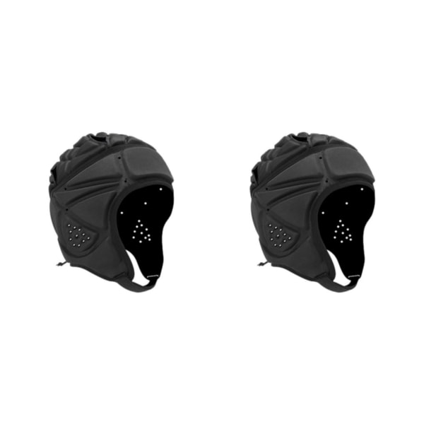1/2 EVA Sponge Rugby Huvudskydd Justerbar för Hockey Fotboll black 2PCS
