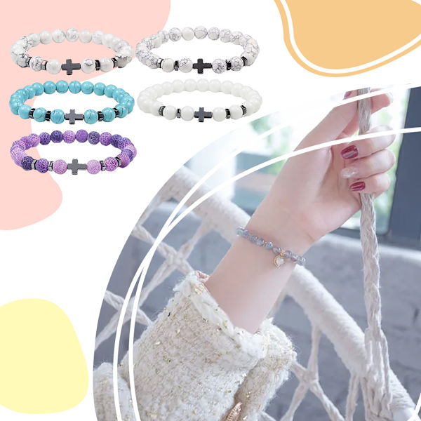 1/2/3/5 Wide Application Cross Beaded Armband för alla tillfällen porcelain white 1Set