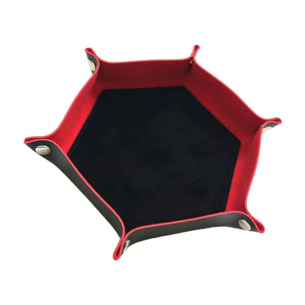 1/2 tärningsbricka PU-läder dubbelsidig tärningsmatta för brädspel Red Black 1Set