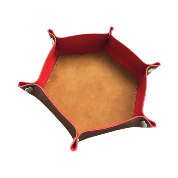 1/2 tärningsbricka PU-läder dubbelsidig tärningsmatta för brädspel Red Brown 1Set