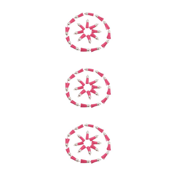1/2/3/5 100 stycken Tofs Nyckelring Snygg DIY Tofs Tillbehör Rose Red-Silver 3Set