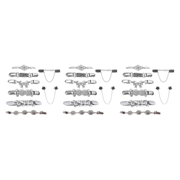 1/3/5 Sweater Clips Klänningar Krage Retro 8 Styles Sjalkedja 3Set