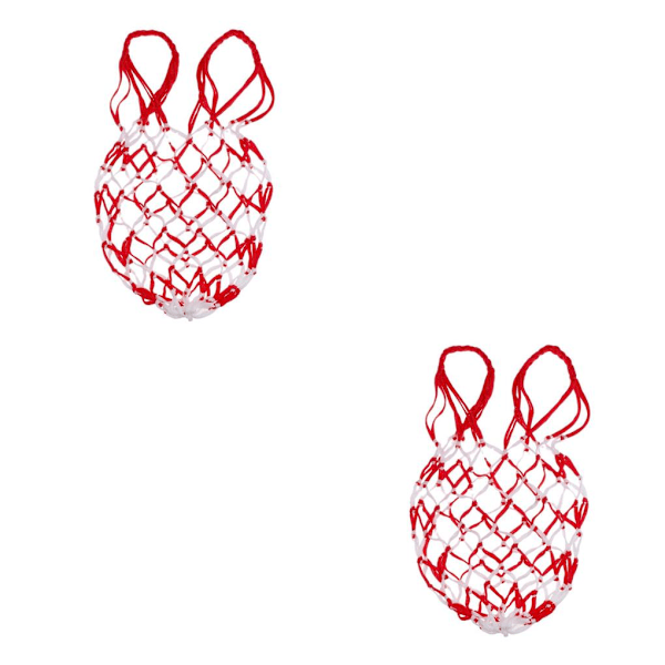 1/2/3/5 Basket Ball Carry Mesh Förvaring Nätpåshållare White Red 2PCS