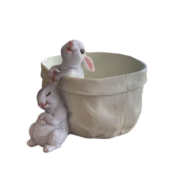 1/2 Resin Snygg kanin Blomkruka Trädgårdar Skönhet inomhus och Rabbit pulling  ears 1 Pc