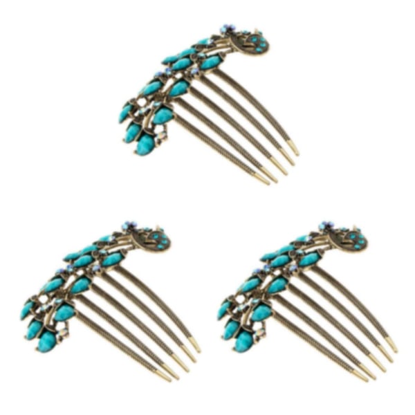 1/3/5 Antik metall Rhinestone Peacock hår kammar Clip Bröllop 3Set