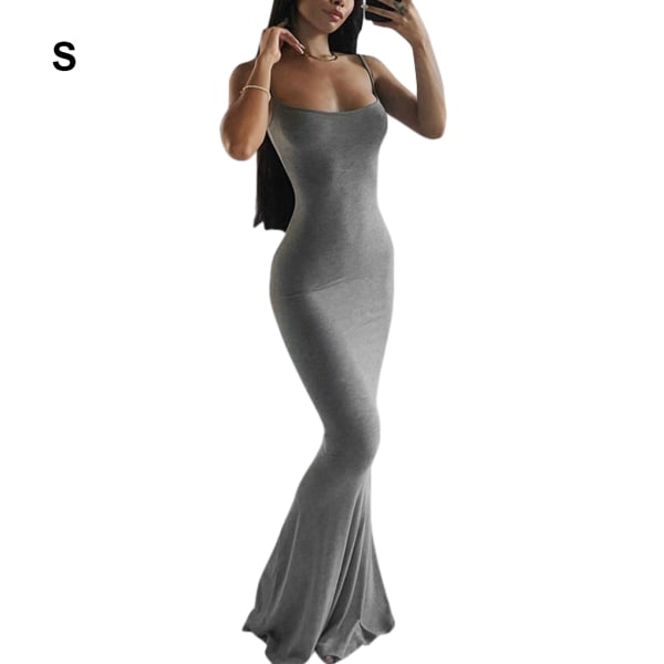 Lång kjol Bodycon Klänning Festkläder Midi Asymmetrisk Gray/S