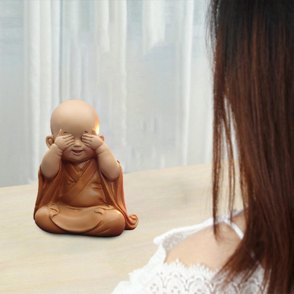 1/2/3 Söt Buddha Staty Monk Figurine Ornament Little för cover eyes height 10cm 1Set
