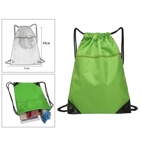 Resa Nylon Dragsko Väska Sack Beach Gym Ryggsäck Skor Väskor Light Green