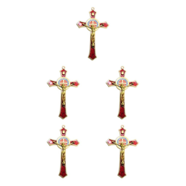 1/2/3/5 Zinklegering Väggkrucifix Cross Jesus Statue Staty Red 12x7cm 5Set