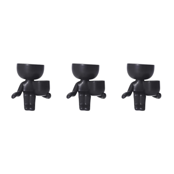 1/3 keramisk blomkruka Mänsklig blomvas växtkruka Black 10x9x6cm 10x9x6cm 10x6x8cm 3Set