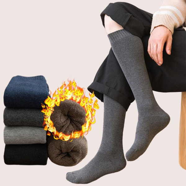1/2 Andas bomull Herr Knähög Varm Lång Vinter Tjock Dark grey 39cm 1Set