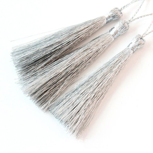 1/2/5 30x Silkeslen handgjorda mjuka tofsar Floss Bokmärke Tofsar med Silver 10cm 1Set