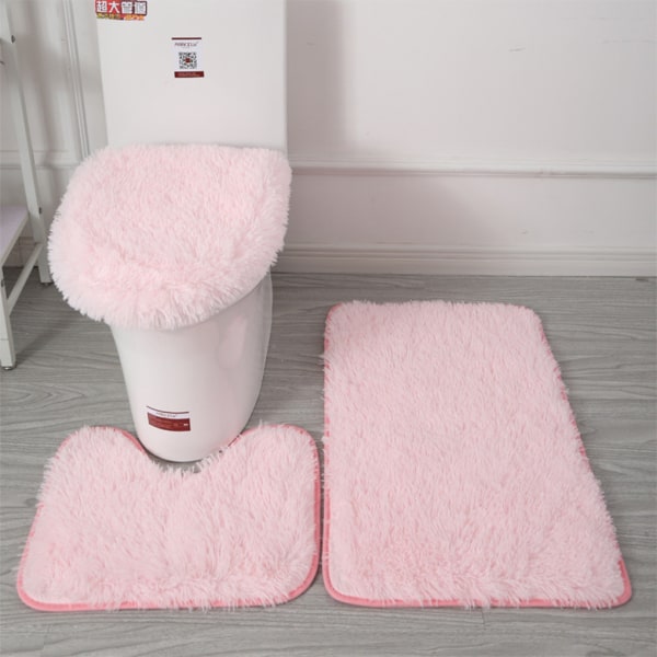 3st PU Mjuk Textur Stark Vattenabsorption Toalettmatta Set För Grey
