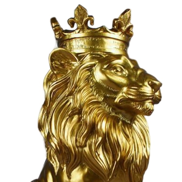 Modern lejonhuvudstaty Djurfigur Hartshantverk för skrivbordet Gold