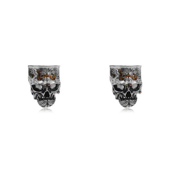 1/2/5 metall unik 3D-mönster gotisk graverad mänsklig skallestaty 2PCS