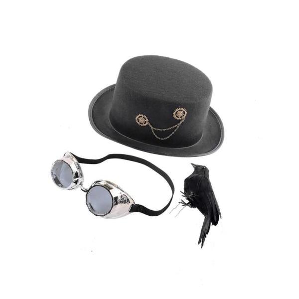1/2/3 viktoriansk Steampunk-hatt med klassisk hatt för glasögon