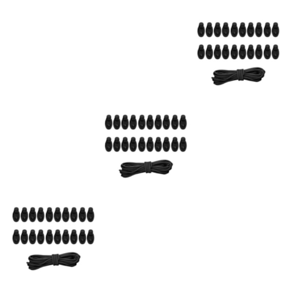 1/2/3/5 20st plastsnörelås Ändfjäderbelastad slider + För Black Style 3 3Set