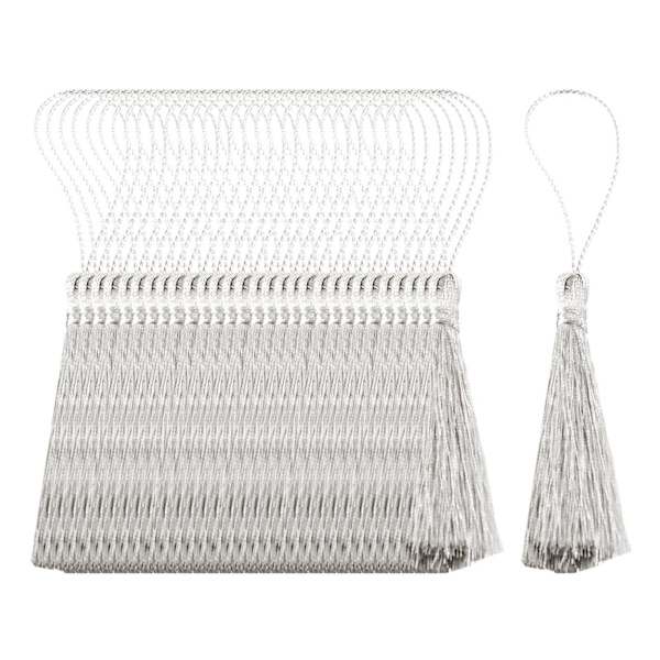 1/2/5 30x Silkeslen handgjorda mjuka tofsar Floss Bokmärke Tofsar med Silver 10cm 1Set