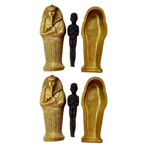 1/2/3/5 Forntida egyptisk kista med mumiefigurer Staty för black 9.4x3.5x3.8cm 2Set