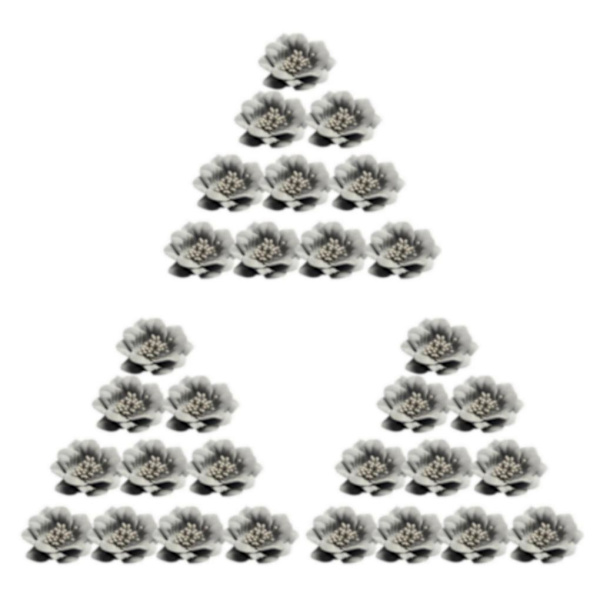 1/2/3/5 10 stycken Camellia Flower Heads för gör-det-själv-hårtillbehör Grey 4.5cm 3Set