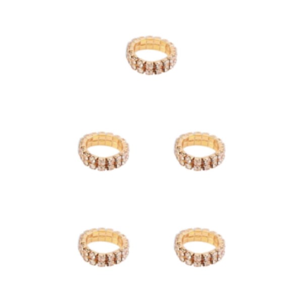 1/2/3/5 Stretch Crystal Ring Utsökt inläggning för Elegant golden 2 rows 5PCS