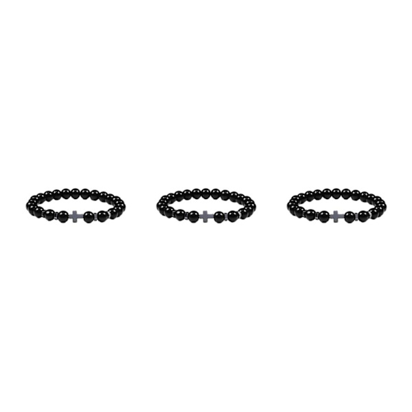 1/2/3/5 Wide Application Cross Beaded Armband för alla tillfällen glossy black 3Set