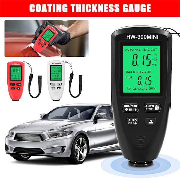 1/5 0-2000um Färgbeläggning Tjockleksmätare Mätare LCD-film Black 1 Pc