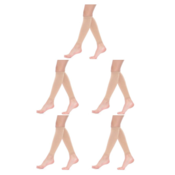 1/2/3/5 Dam S Calf Compression Strumpor Bekväma och skin color XL 5Set