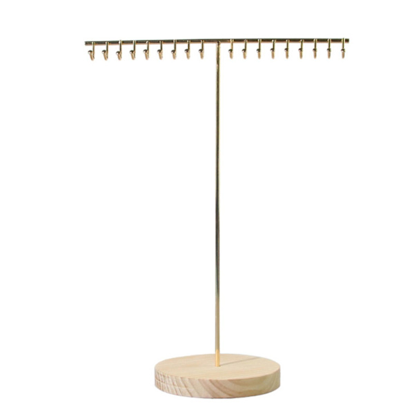 Smycken Organizer Stativ med trä Bas Modern Rack Hanger för Gold