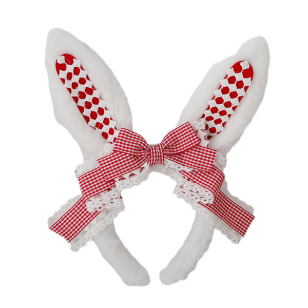 1/2/3/5 Lätt och söta kaninöron-hårband för flickhår Red+White 1Set