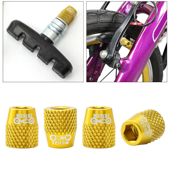 1/2/3/5 4x M6 Bike V Bromsbelägg Skruv Mountain Fasta bultar Golden 12x10MM 1Set