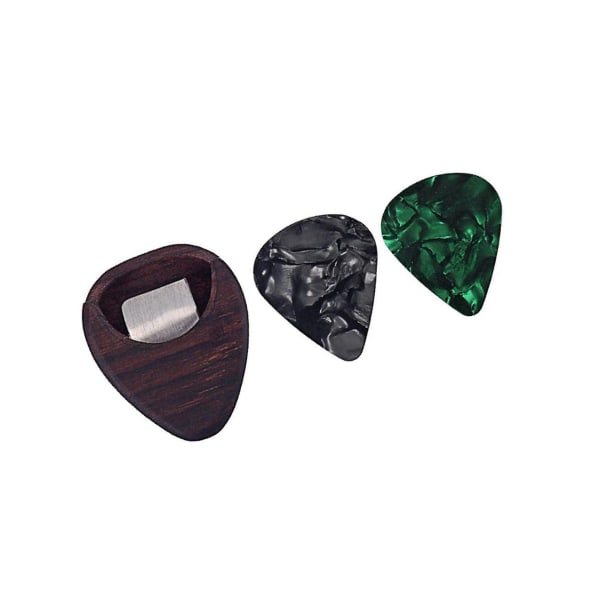 1/3/5 Rose Wood Guitar Pick Case Hjärtform Plectrum Box Gitarr 1Set