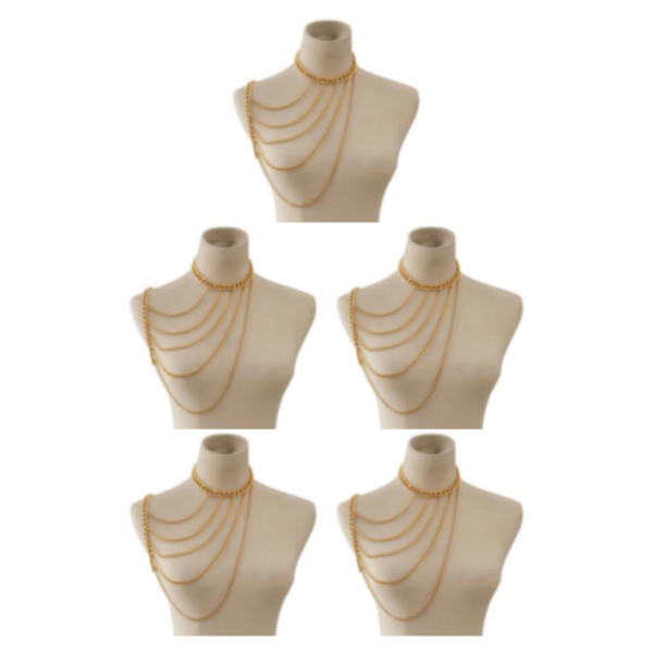 1/2/3/5 Body Chain Multi lager En Shoulder Smycken Tofsar Golden 5Set
