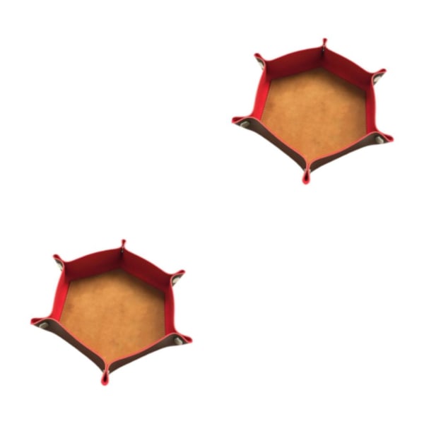 1/2 tärningsbricka PU-läder dubbelsidig tärningsmatta för brädspel Red Brown 2Set