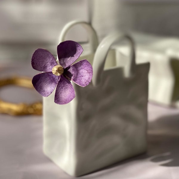 1/2/3/5 Keramisk vas Elegant handväska form för torra blommor 8x6.8x11.5cm 1 Pc