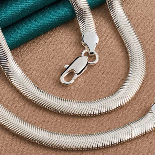1/2/3/5 Statement-Making Silver Flat Snake Chain Halsband silver 45cm 1Set