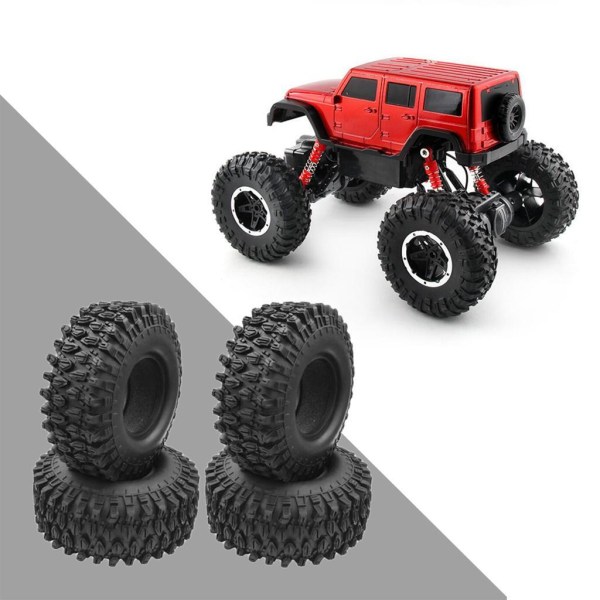 4X RC gummihjul och däck för 1/10 Axial SCX10 90046 90047 Black 108mm