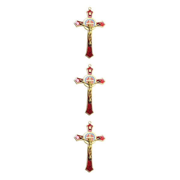 1/2/3/5 Zinklegering Väggkrucifix Cross Jesus Statue Staty Red 12x7cm 3Set