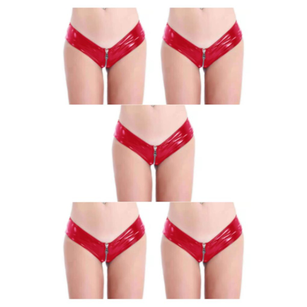1/2/3/5 Underkläder Butt Briefs Front Open Sexig Nattklubb Tvättbar Red/2XL 5PCS