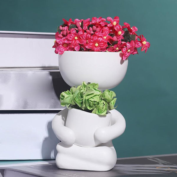 1/3 keramisk blomkruka Mänsklig blomvas växtkruka White 10x6x8cm 10x9x6cm 10x6x8cm 1Set