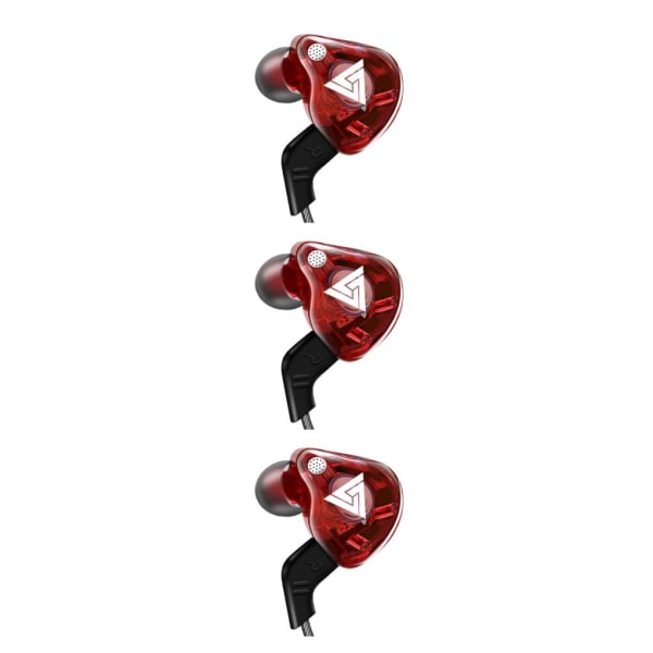 1/2/3/5 För QKZ AK6 In Ear 3,5 mm sporthörlurar med mikrofon Red 1.2m 3Set